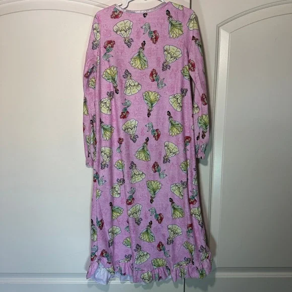 Disney Princess Flannel Granny Nightgown Pajamas Ariel Belle Tiana‎ Pink Girls 8 - Picture 5 of 5